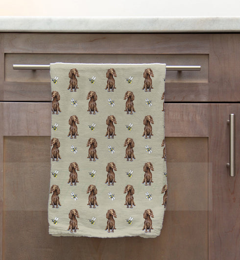 Cocker (Working) Liver & Bee Tea Towel